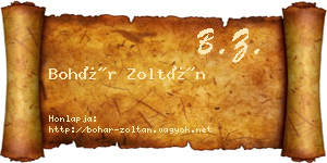 Bohár Zoltán névjegykártya