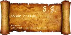 Bohár Zoltán névjegykártya